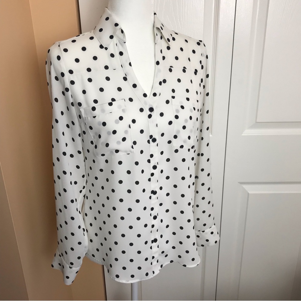 Express Polka Dot Button Down Blouse Size XS EUC